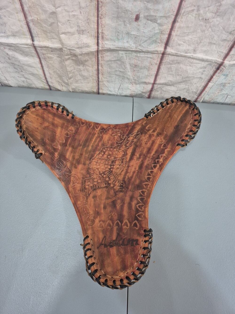 Leather Hand Tooled Tripod Saddle Stool Honduras Winnie The Pooh Travel
